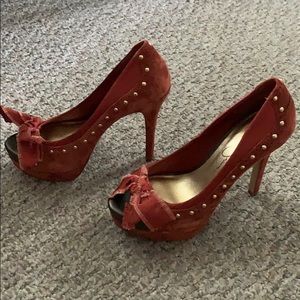 Burnt orange studded heels